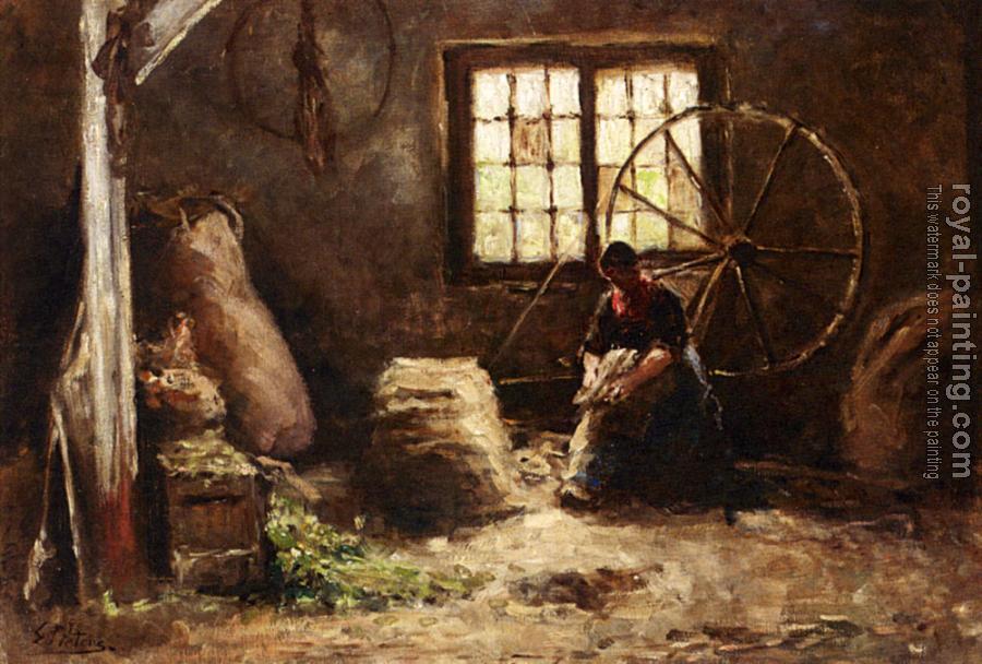 Evert Pieters : A Peasant Woman Combing Wool